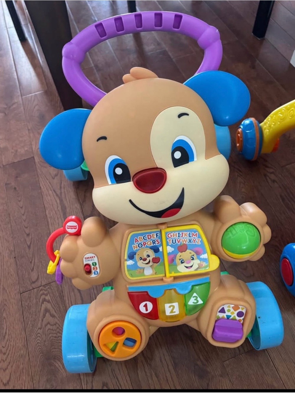 Fisher-Price Tan Puppy Walker with Purple Handle & Blue Wheels